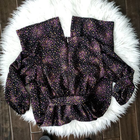 Kate Spade Disco Dots Jumpsuit Crepe V Neck Black Belted Wrap Crepe 8 - Picture 5 of 13